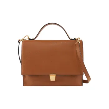 COCCINELLE Cow Leather Doctor Bag Handbag Shoulder Bag Crossbody Bag Large Size Women's Caramel