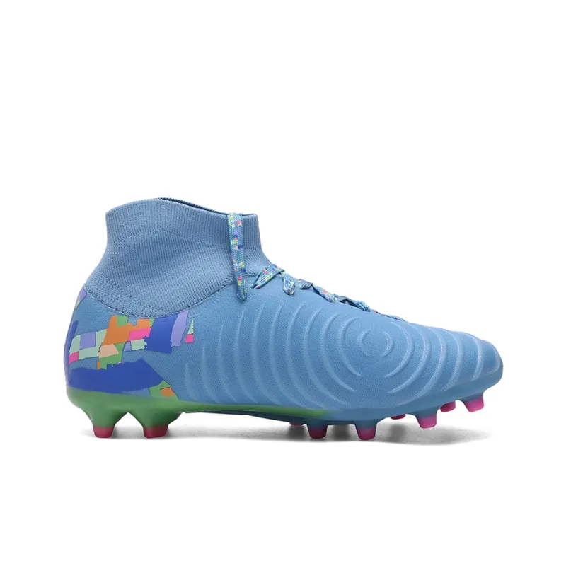 Kuding Soccer Shoes Unisex High Top White/Yellow/Blue-2