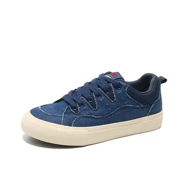 CISSTEG Slip Resistant Shock Absorbers Low Top Skateboard Shoes Men's Denim Blue-2