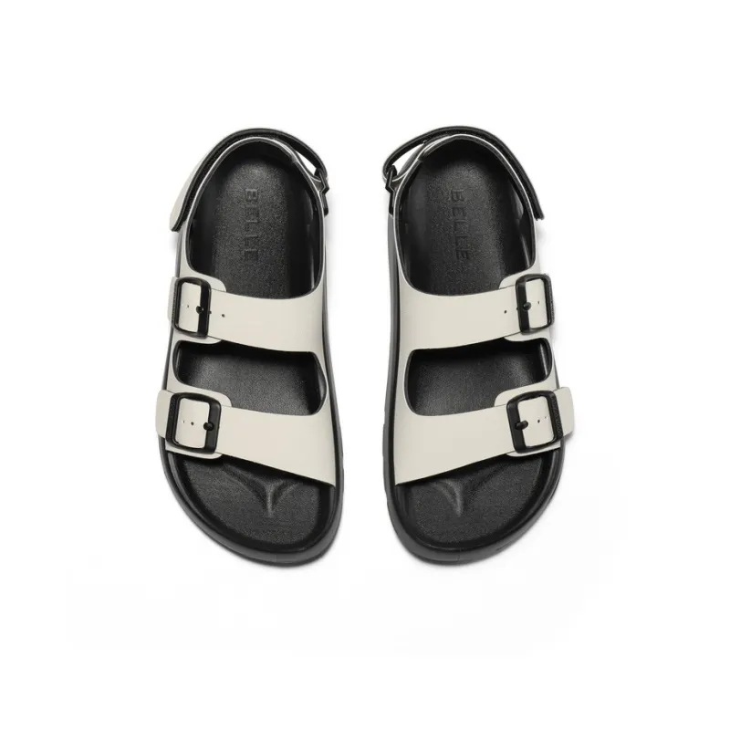 BELLE Beach Sandals Women's Ecru/Light Green/Orange-2