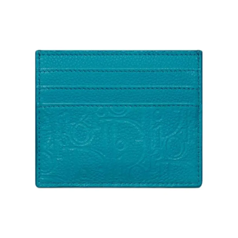 DIOR Calfskin Card Holder Men's Blue-1