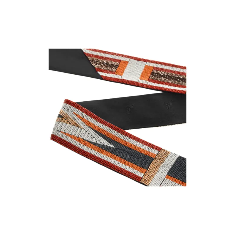 HERMES Silk Glass Beads Silk Scarves Unisex Black-1