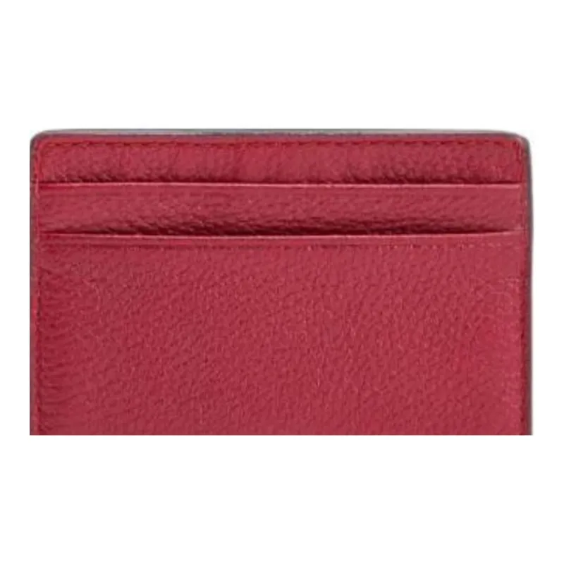 MICHAEL KORS Litchi Grain Leather Card Holder Women's Red-2