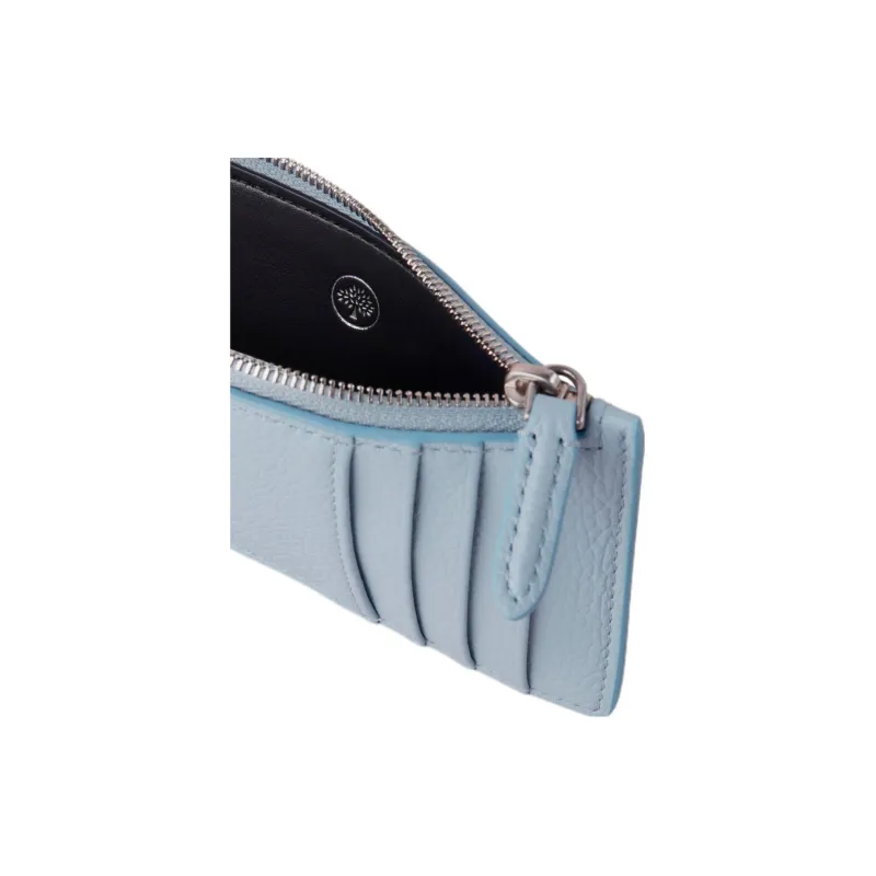 Mulberry Small-Grained Leather Patchwork Soft Cow Leather Card Holder Women's Poplin Blue-4