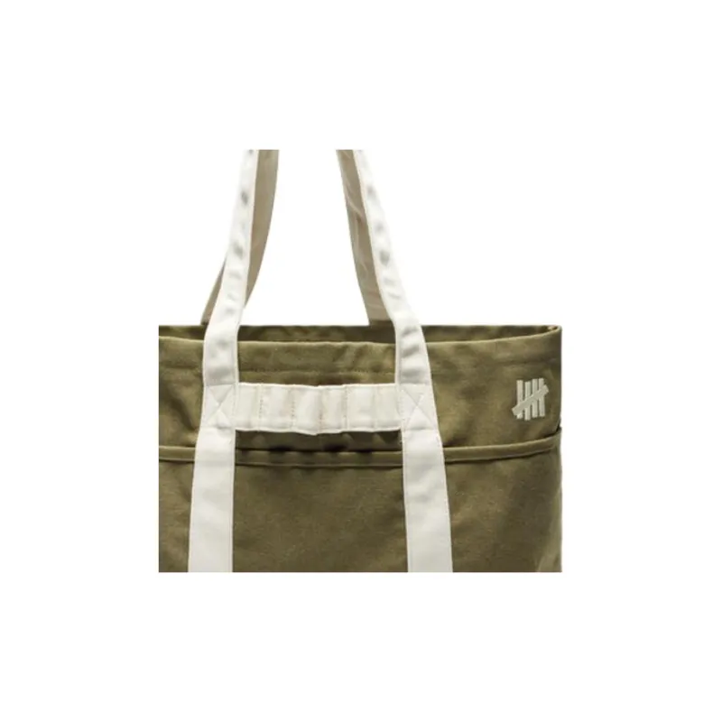 UNDEFEATED Cotton Tote Bag Shopping Bag Handbag Shoulder Bag Regular Unisex Olive Green/Ecru-2
