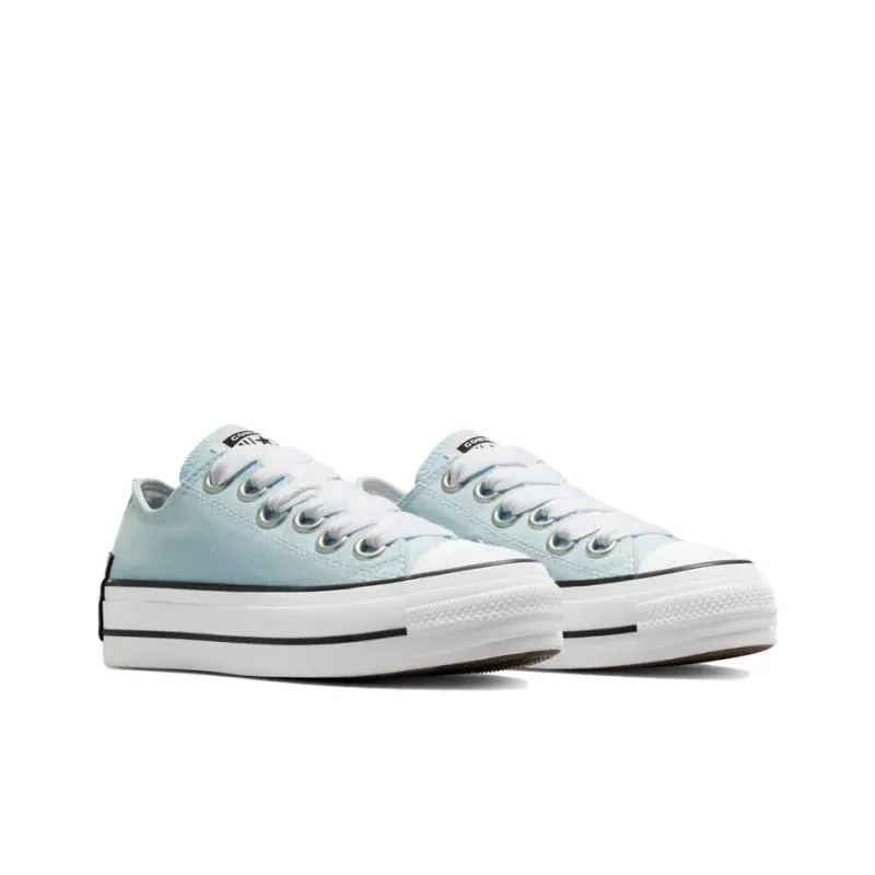 Converse Chuck Taylor All Star Abrasion Resistant Height Increasing Low Top Canvas Shoes Women's Cyan-2
