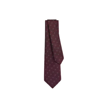 HERMES Mulberry Silk Ties Men's Bordeaux Red