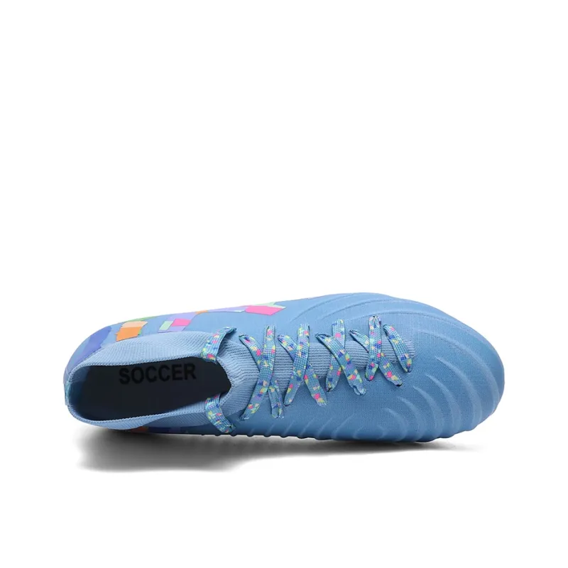 Kuding Soccer Shoes Unisex High Top White/Yellow/Blue-3
