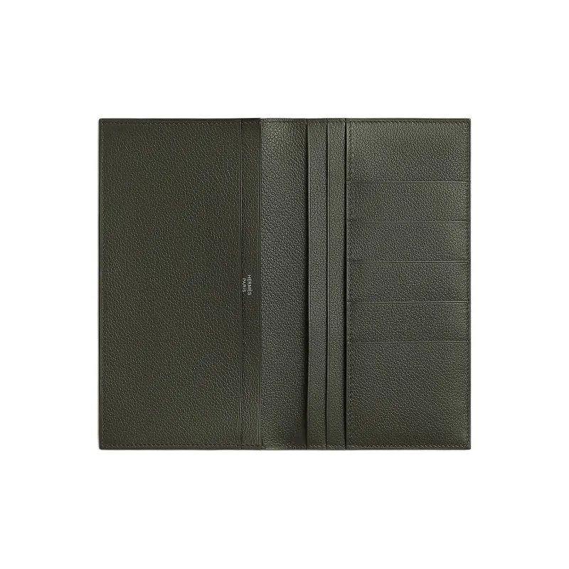 HERMES MC² Fleming Evercolor Calfskin Wallet Men's C6 Vert De Gris Gray Green-1