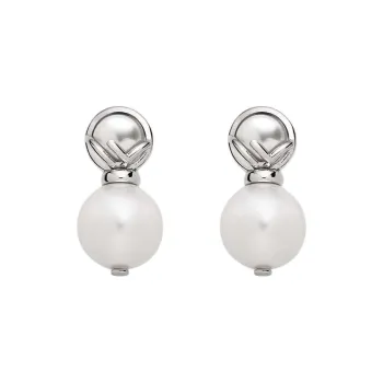 FENDI Artificial Crystal Earrings Women's Silver