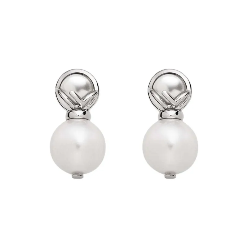 FENDI Artificial Crystal Earrings Women's Silver-0