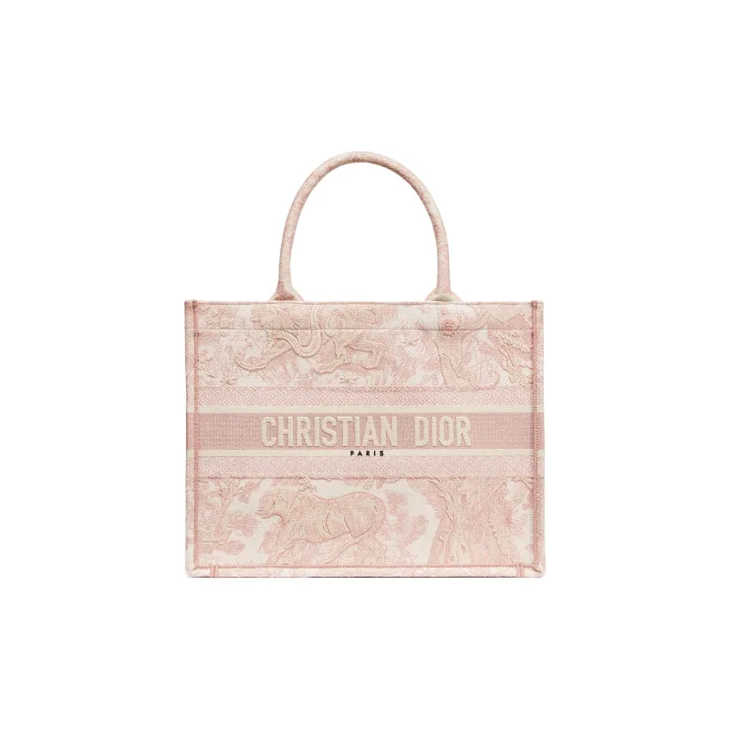 DIOR BookTote Cotton Tote Bag, Shopping Bag, Handbag Medium Size Women's Pink-0