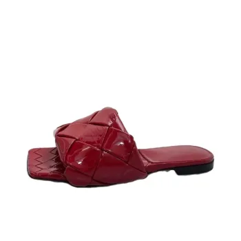 Bottega Veneta Lido Rubber Sole Slip Resistant Slide Slippers Women's Red