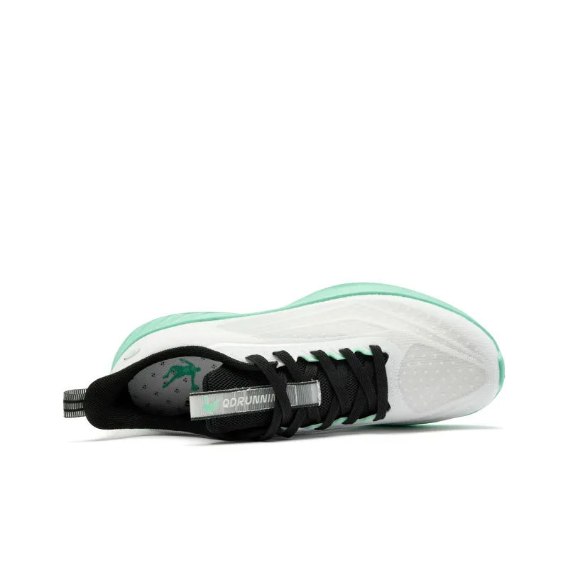 QIAODAN Cushioned Slip Resistant Abrasion Resistant Low Top Casual Running Shoes Men's White Green-3