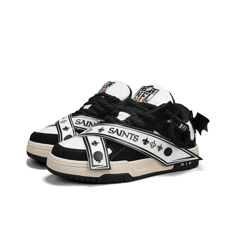 NFL Low Top Skateboard Shoes Unisex Black White-2