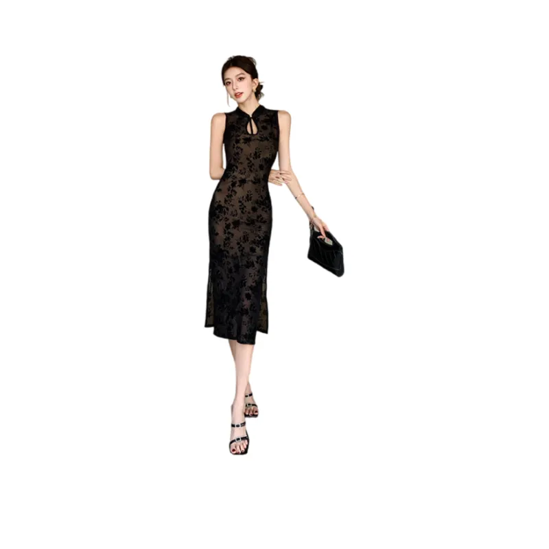 Fashion Sleeveless Dress Women's Classic Black-0