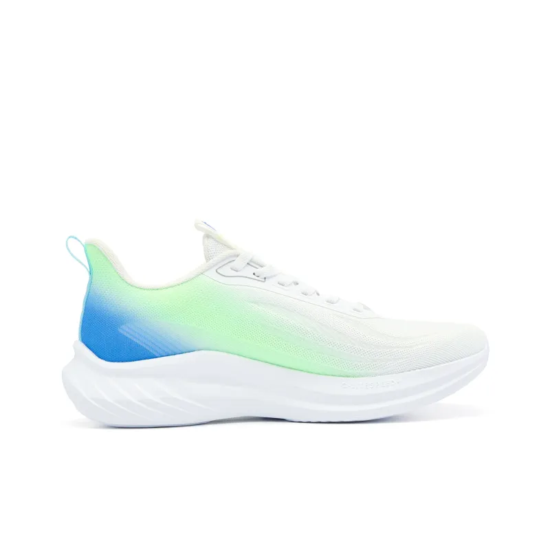 QIAODAN Cushioned Slip Resistant Abrasion Resistant Low Top Casual Running Shoes Men's White Green-1