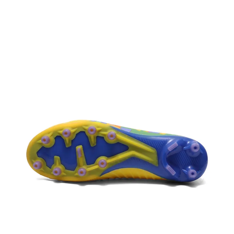 Kuding Soccer Shoes Unisex High Top White/Yellow/Blue-14