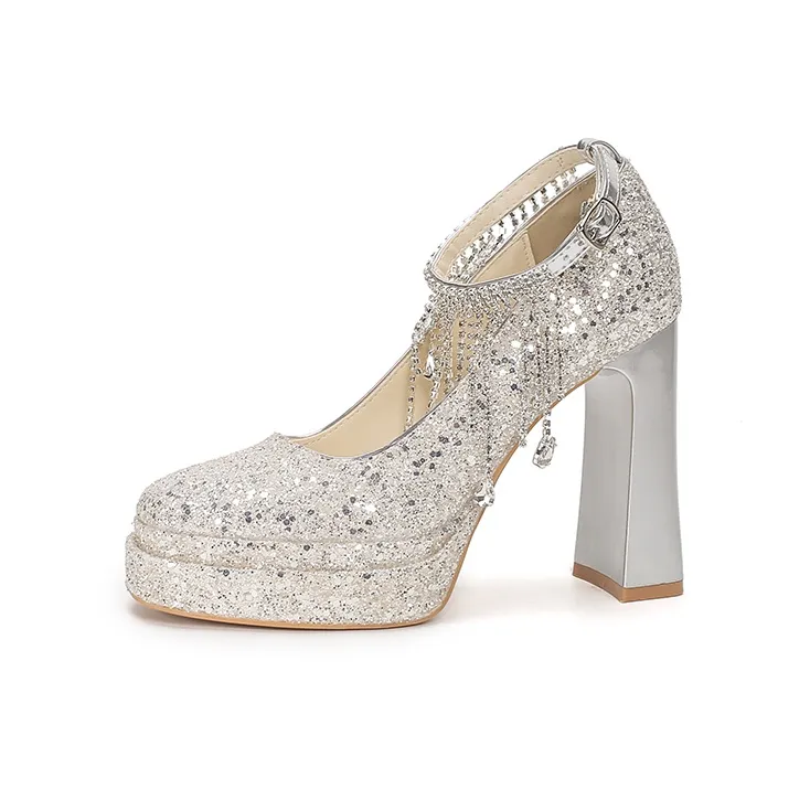Bamiti Chunky Heel High Heels 11cm Women's-6