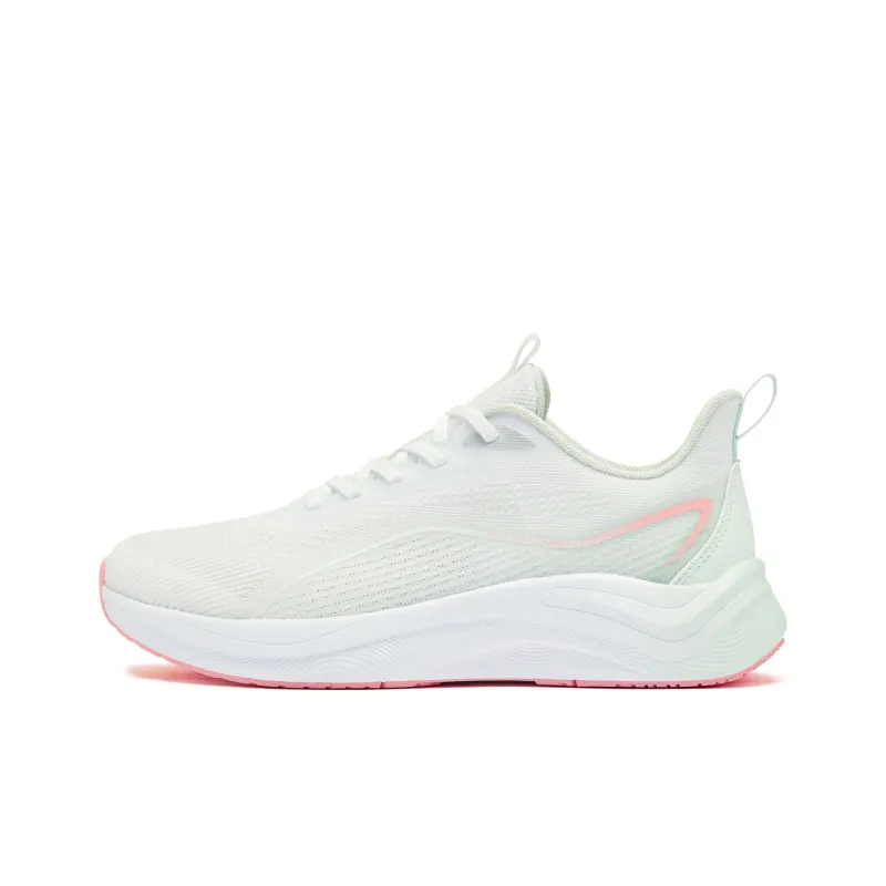 QIAODAN Speedwind 2.0 Cushioned Slip Resistant Abrasion Resistant Low Top Casual Running Shoes Women's White Green-0