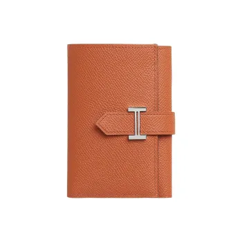 HERMES Bearn Epsom Calfskin Wallet Women's Orange