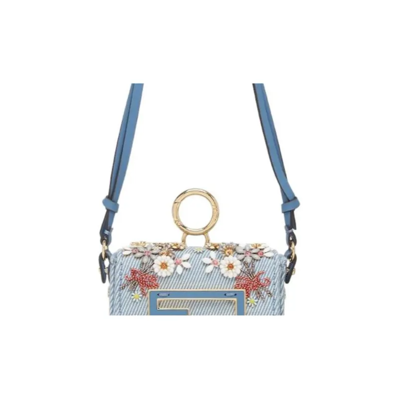 FENDI Baguette Denim Bag Accessory Extra Mini Women's Blue-4