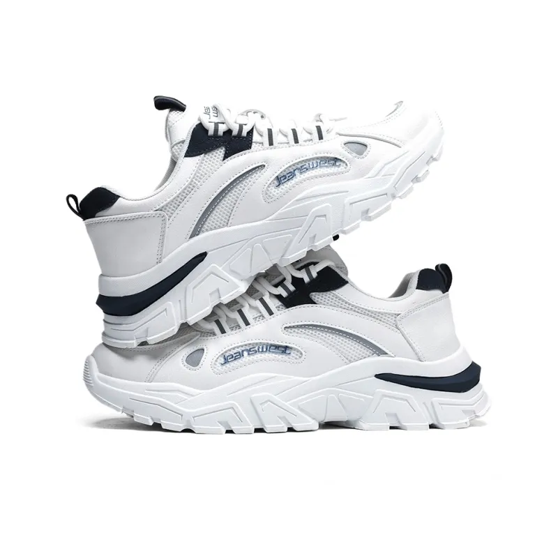 JEANSWEST Chunky Sneakers Unisex Low Top White-8