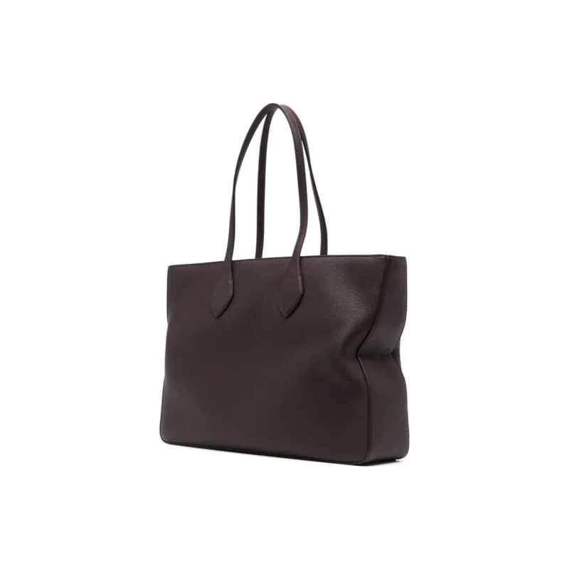 FERRAGAMO Hammered Texture Cow Leather Tote Bag, Shopping Bag, Handbag, Shoulder Bag Tubas Women's Dark Brown-1