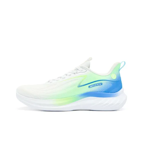 QIAODAN Cushioned Slip Resistant Abrasion Resistant Low Top Casual Running Shoes Men's White Green
