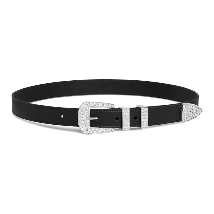 CELINE Medium Marco Belt With Strass In Vintage Calfskin-1