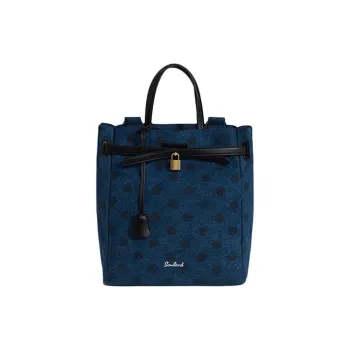 SOMLORD Denim Backpack Medium Size Unisex Dark Blue