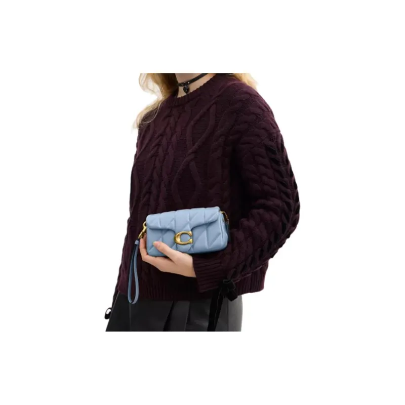 COACH Tabby Nappa Leather Shoulder Bag Trumpets Women's Brass & Blue & Bell Flower-5