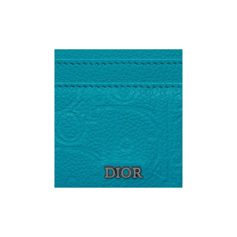 DIOR Calfskin Card Holder Men's Blue-2