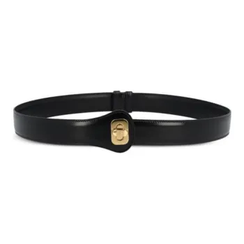 CELINE Calfskin, Metal Leather Belts Women's Black 3cm
