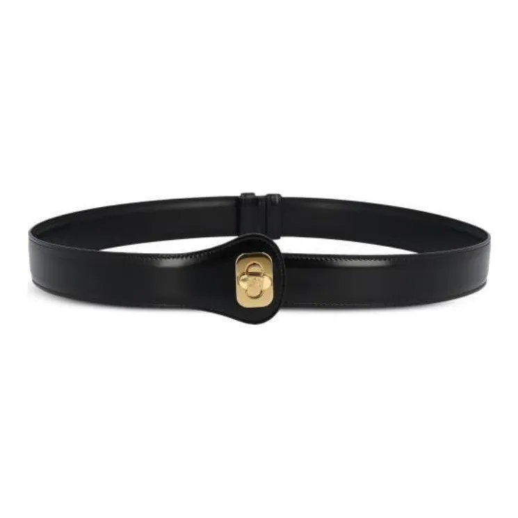 CELINE Calfskin, Metal Leather Belts Women's Black 3cm-0