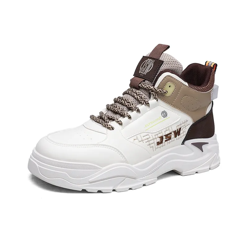 JEANSWEST Height Increasing Abrasion Resistant Lightweight Slip Resistant Low Top Skateboard Shoes Men's Beige Brown-1