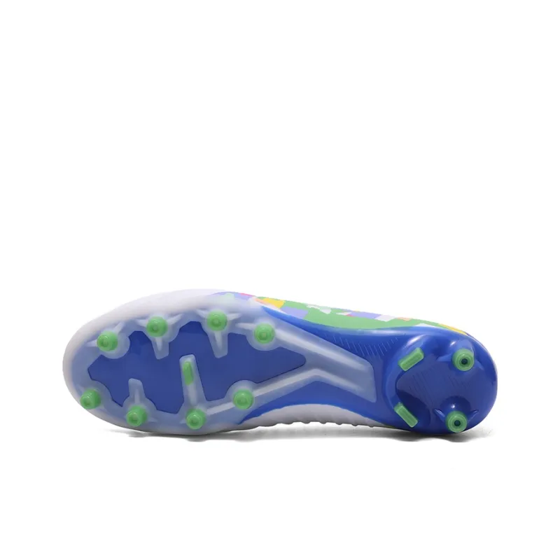 Kuding Soccer Shoes Unisex High Top White/Yellow/Blue-9