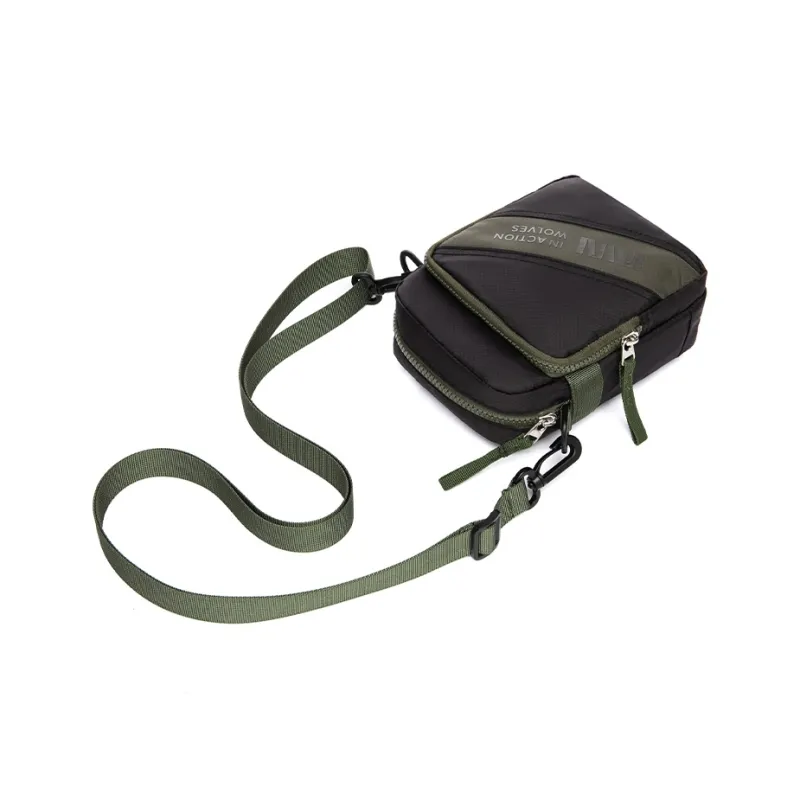SEPTWOLVES Fabric Shoulder Bag Small Size Men's Black Green-3
