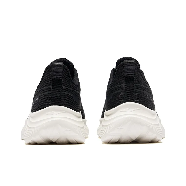 Erke Cushioning Lightweight Rebound Low Top Casual Running Shoes Men's Jet Black Bright Silver-3