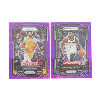 PANINI 2023 24Prizm Monopoly PZ Anthony Edwards+Anthony Davis Purple Ripple Fold Purple Fold Sports Cards 2 Pcs