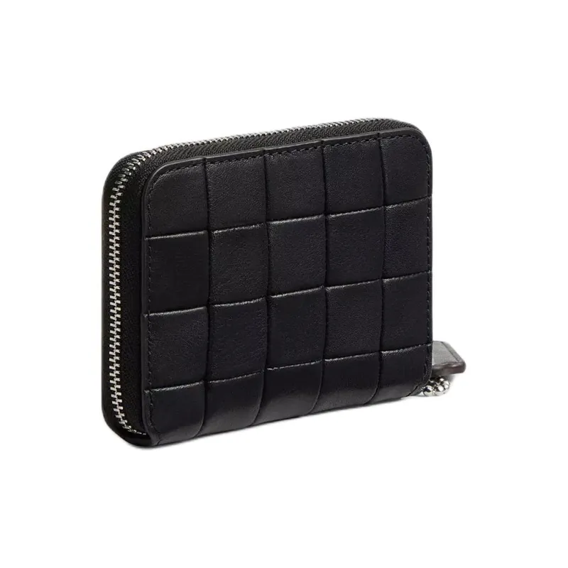 COACH Zip Around Leather Wallet Mini Women's Black-1