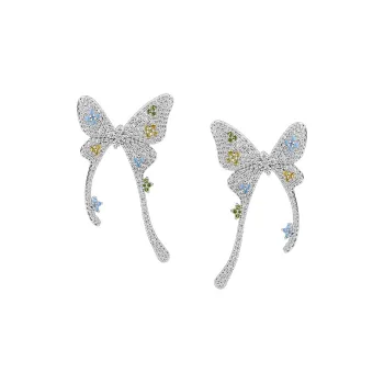 HEFANG Garden Copper Butterfly Floral Hoop Earrings Women's