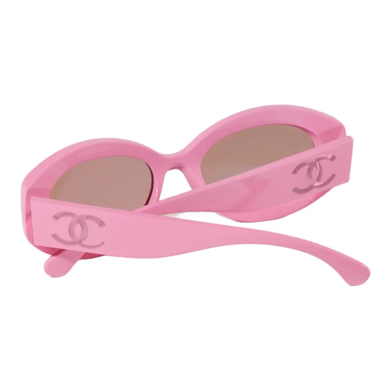 CHANEL Acetate Nylon Oval Sunglasses Women's Pink-8