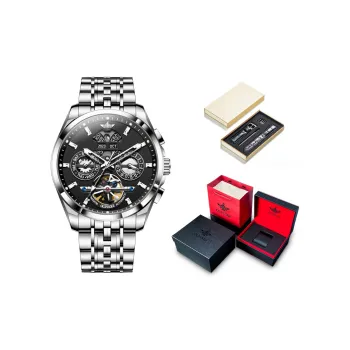 Oupinke Balmont Collection Mechanical Movement Stainless Steel Watchband Watch Men's Watches Black Dial