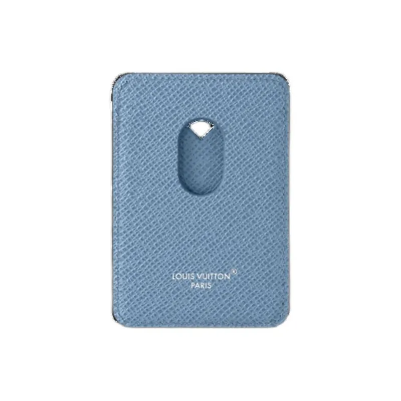 LOUIS VUITTON Monogram Canvas With Taiga Cow Leather Card Holder Men's Blue-2