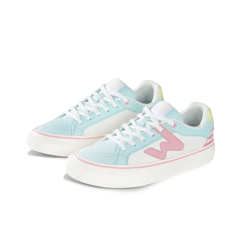 Ollieskate Wear Resistant Lightweight And Balanced Low Top Skateboard Shoes Unisex White Blue Pink-2
