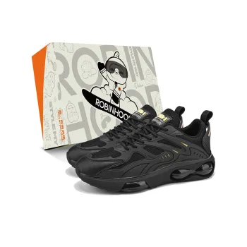 ROBINHOOD Cushioning Wear Resistant Breathable Supportive Low Top Casual Shoes Unisex Black Gold