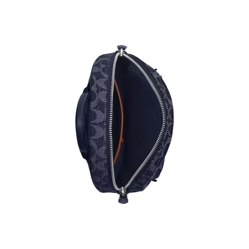 COACH Charter Denim With Calfskin Sling Bag Small Size Men's Dark Blue-3