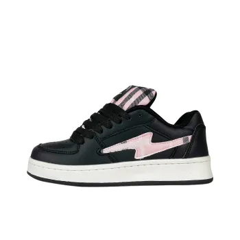 BKAE Durable Lightweight And Breathable Low Top Skateboard Shoes Unisex Black Pink