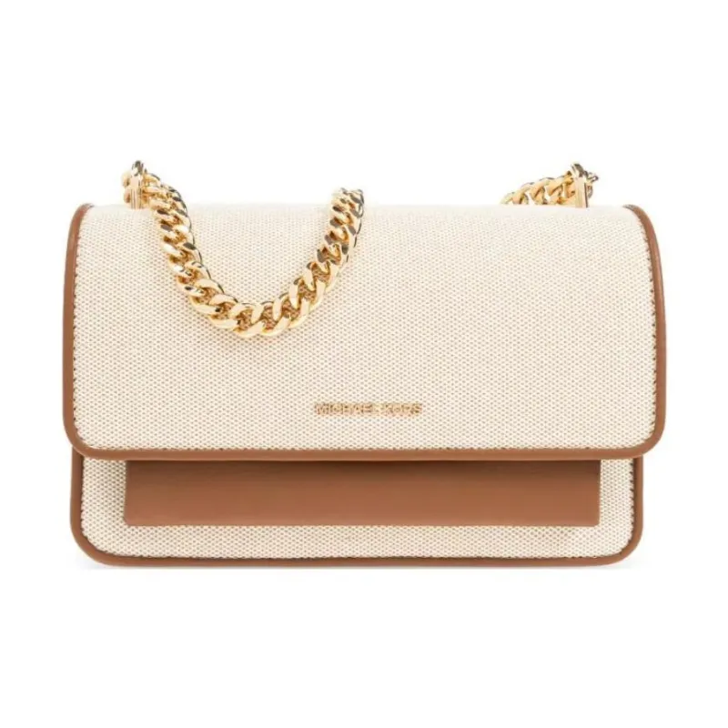 MICHAEL KORS Cotton Crossbody Bag, Shoulder Bag Women's Beige Brown-0